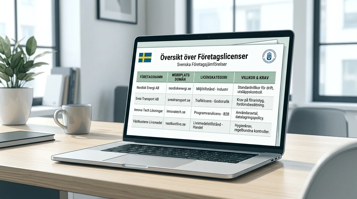 Steg för att jämföra bolagsnamn, domän och licensuppgifter